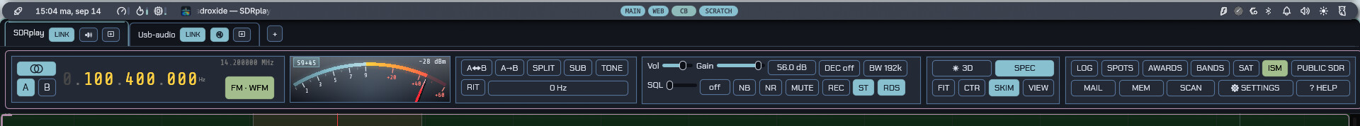 The top control bar modules